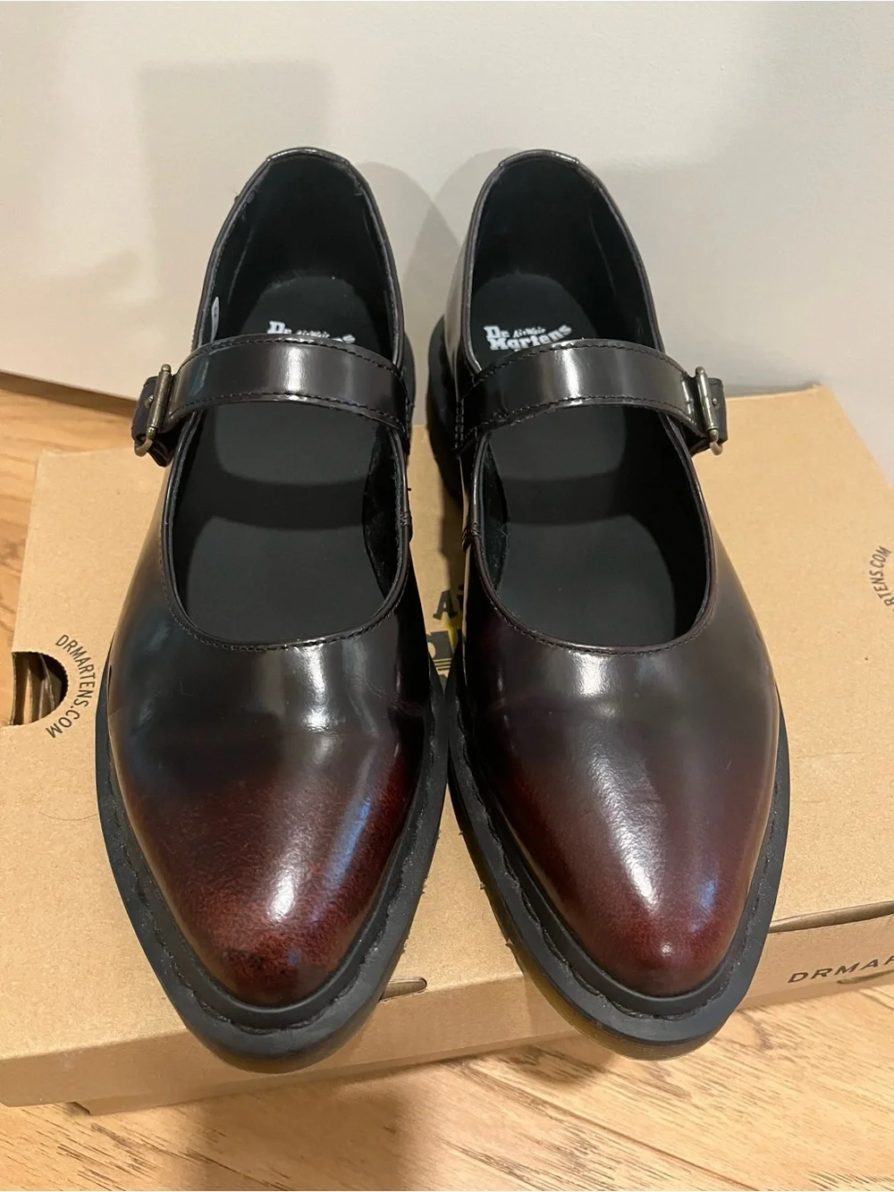 Dr. Martens Patent Mary Jane Shoes in Cherry Red - Picture 2 of 5